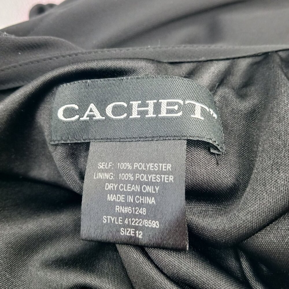 Vintage Cachet Y2K Black Handkerchief Hem Midi Dress Crochet Details Size 12 - Picture 8 of 14